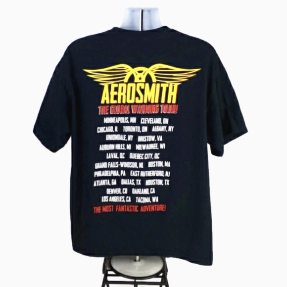 Aerosmith 2012 Global Warming Tour 2-Side Print Black Concert T-Shirt Unisex XL - Picture 2 of 12